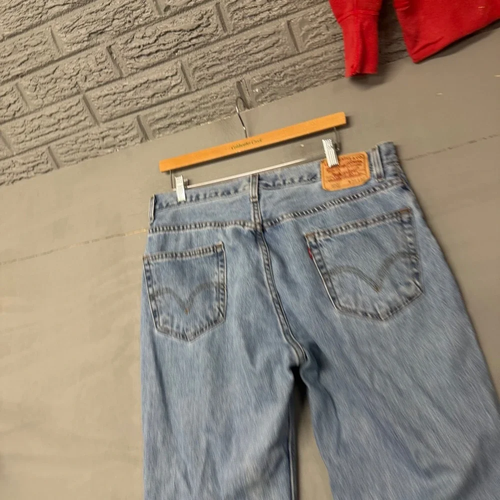 Levis 550 Relaxed Fit Jeans Mens 36x32 Light Wash Blue‎ Denim Tapered Leg 5202